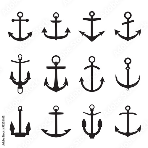 Set of anchor icons. Vector illustration