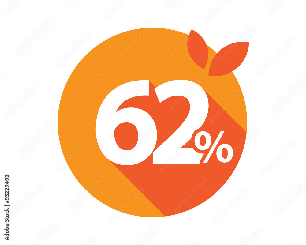 62 Percent Discount Logo Orange Circle