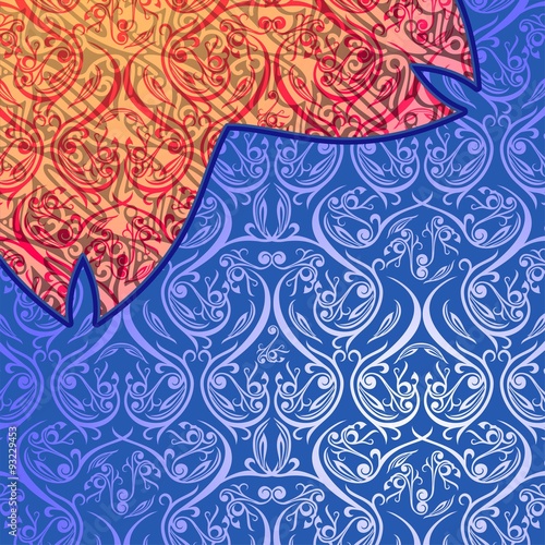 Batik Abstract Blue Orange Ornament