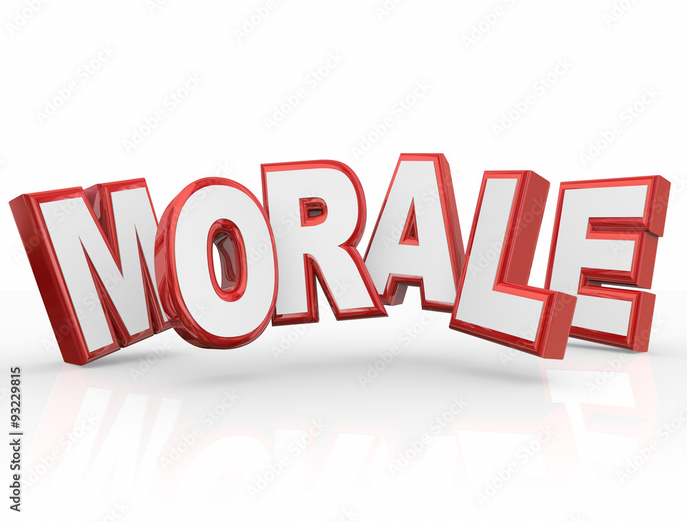 Fototapeta premium Morale 3d Word Company Worker Team Spirit Attitude Mood