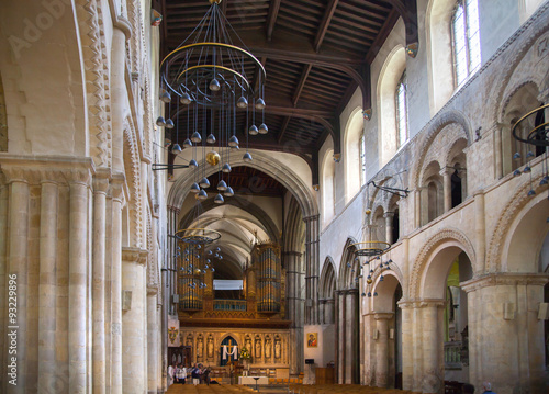 ROCHESTER, UK - MAY 16, 2015: Interior of Rochester Cathedral the England's second oldest, having been founded in 604AD. The present building dates back to 1080. 