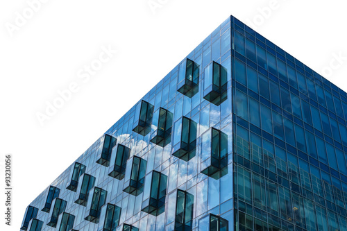 Modern glass office building isolated on white