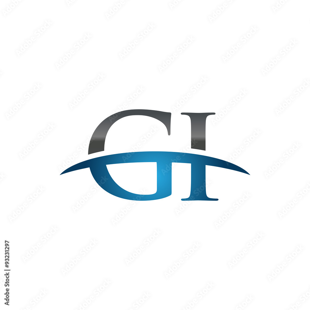 GI initial company swoosh logo blue GI initial company swoosh logo blue