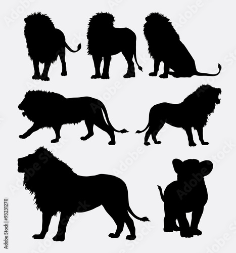 Fototapeta Naklejka Na Ścianę i Meble -  Lion wild animal silhouettes. Good use for symbol, logo, web icon, mascot, or any design you want. Easy to use.