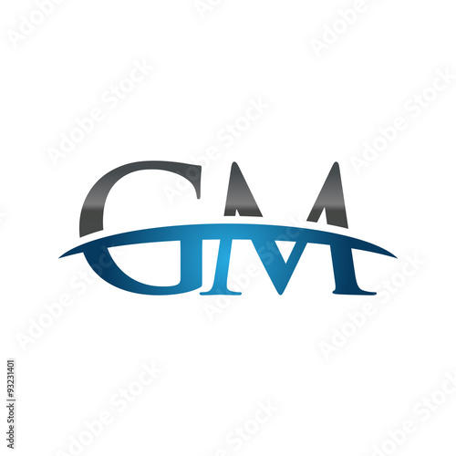 GM initial company swoosh logo blue