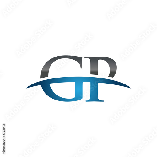 GP initial company swoosh logo blue