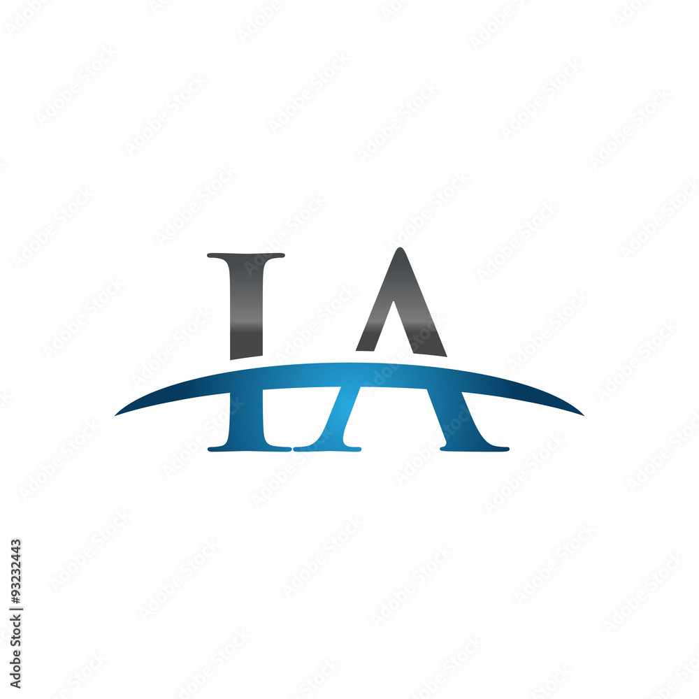 IA initial company swoosh logo blue IA initial company swoosh logo blue