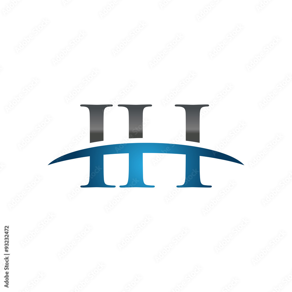 IH initial company swoosh logo blue IH initial company swoosh logo blue