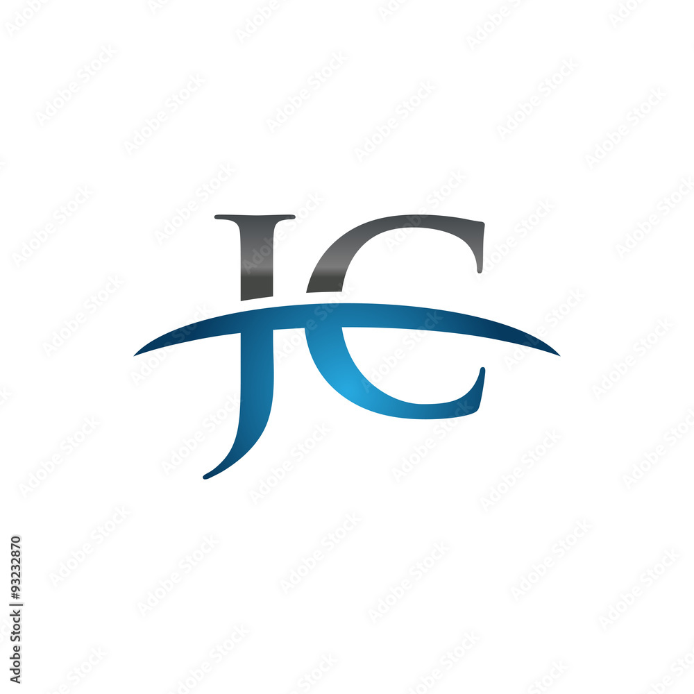 JC initial company swoosh logo blue JC initial company swoosh logo blue