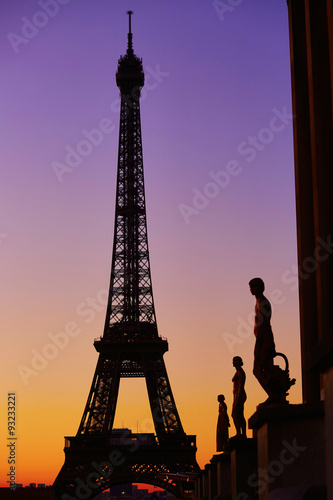 Scenic view of the Eiffel tower during sunrise