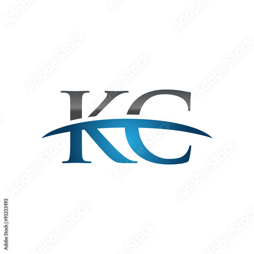 KC initial company swoosh logo blue