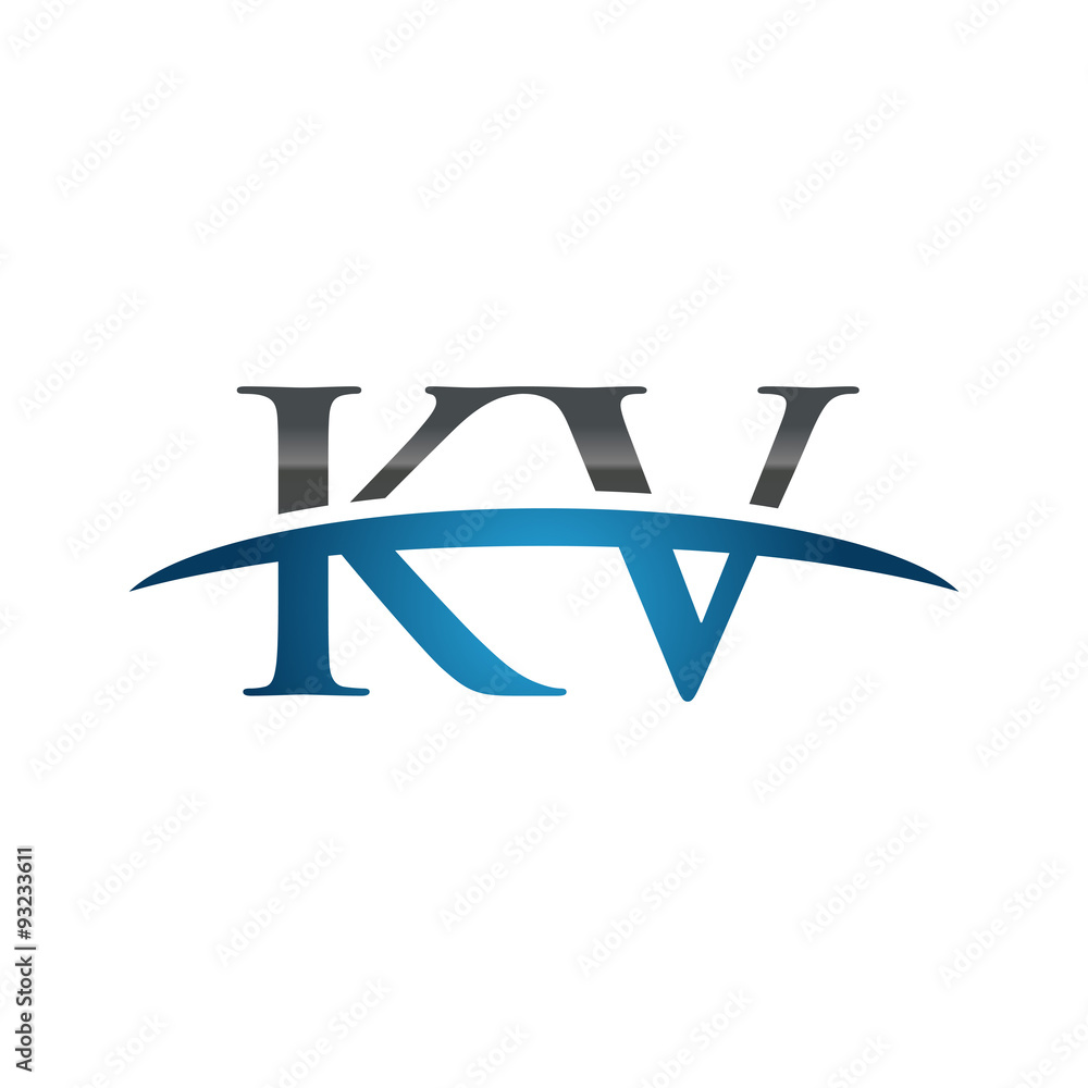 KV initial company swoosh logo blue KV initial company swoosh logo blue