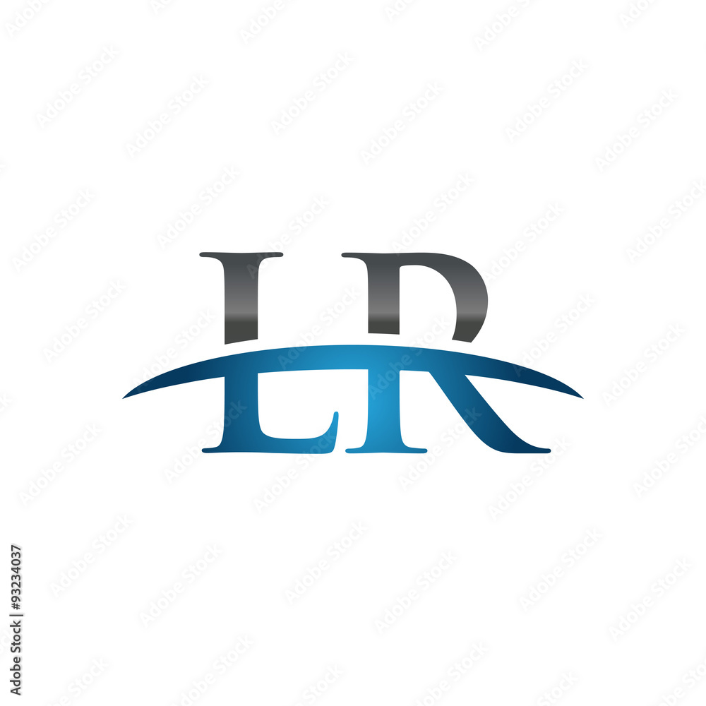LR initial company swoosh logo blue LR initial company swoosh logo blue