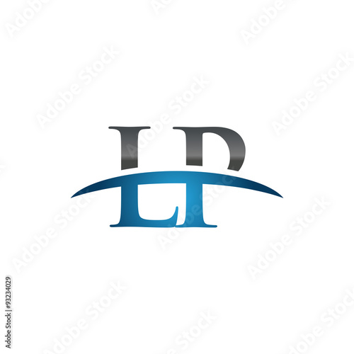 LP initial company swoosh logo blue