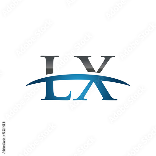 LX initial company swoosh logo blue