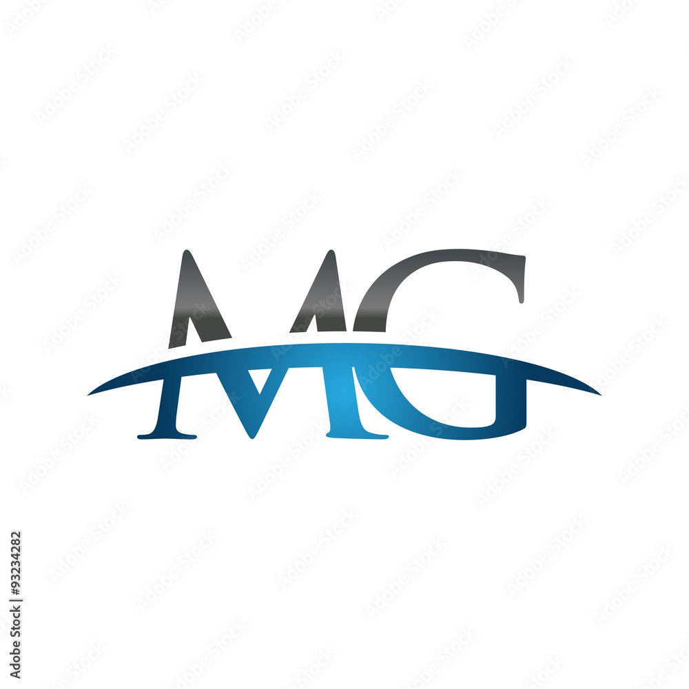 MG initial company swoosh logo blue MG initial company swoosh logo blue