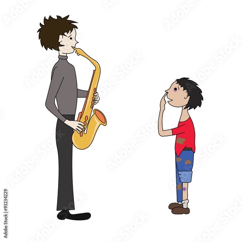 saxophonist and boy