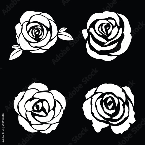 Black silhouette of rose set