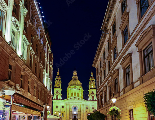 Basilica of Saint Stephan in Budapest by night