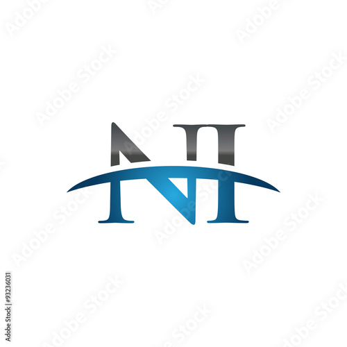 NI initial company swoosh logo blue