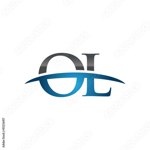 OL initial company swoosh logo blue