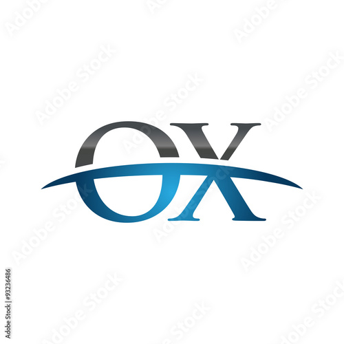 OX initial company swoosh logo blue