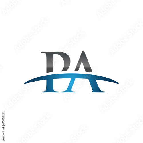 PA initial company swoosh logo blue