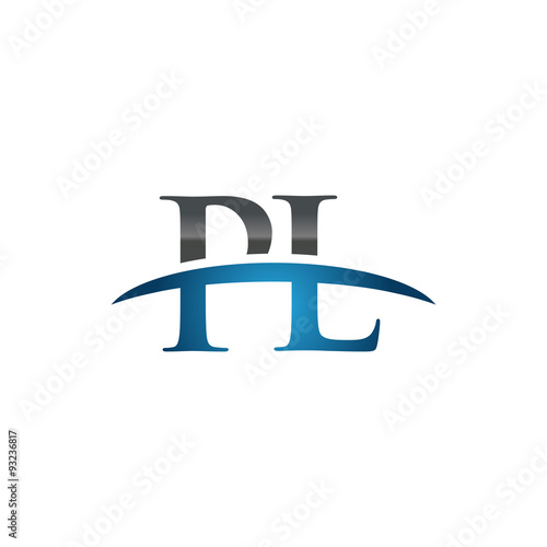 PL initial company swoosh logo blue