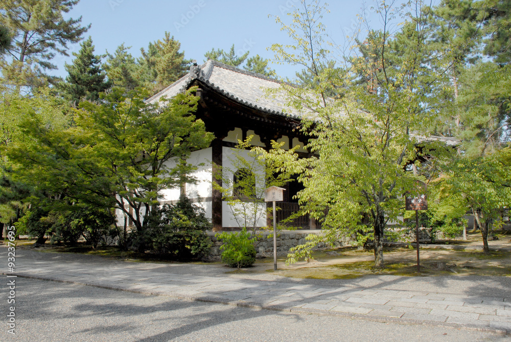 新緑の広隆寺講堂