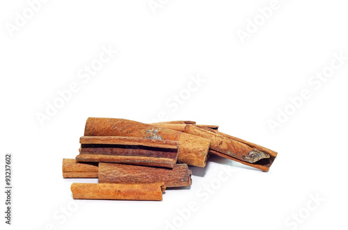 Cinnamon isolation on a white background. Spices macro.
