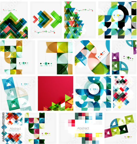 Set of triangle geometric abstract backgrounds