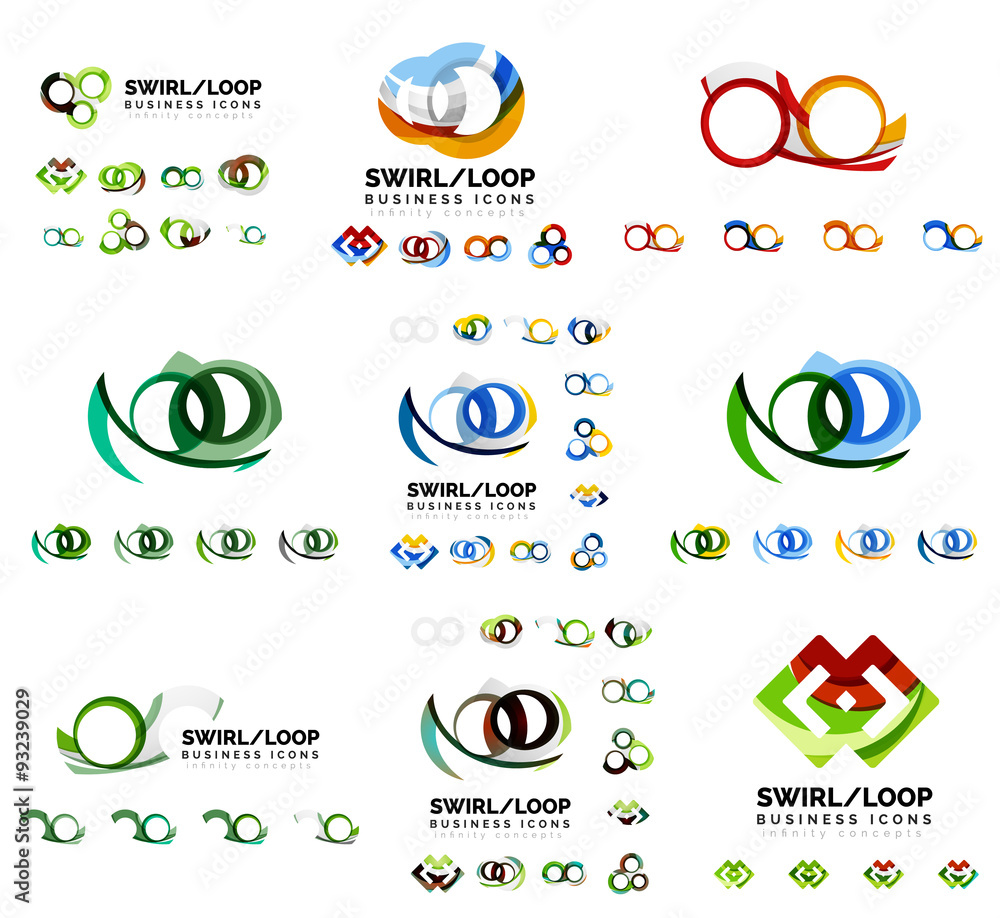 Set of company logotype branding designs, swirl infinity loop