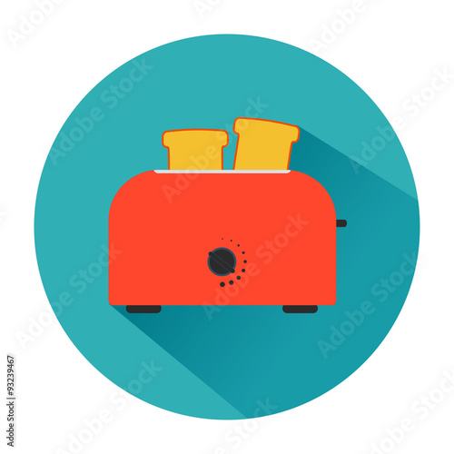 The icon with the image of a toaster in red blue circle