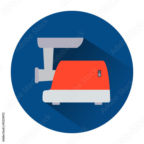 The icon of red electric grinder in the blue circle