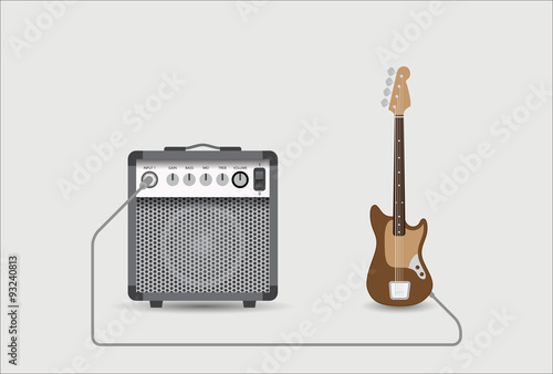 Bass guitar and combo, vector illustration.