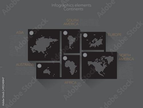 Earth continents, infographics elements. Vector