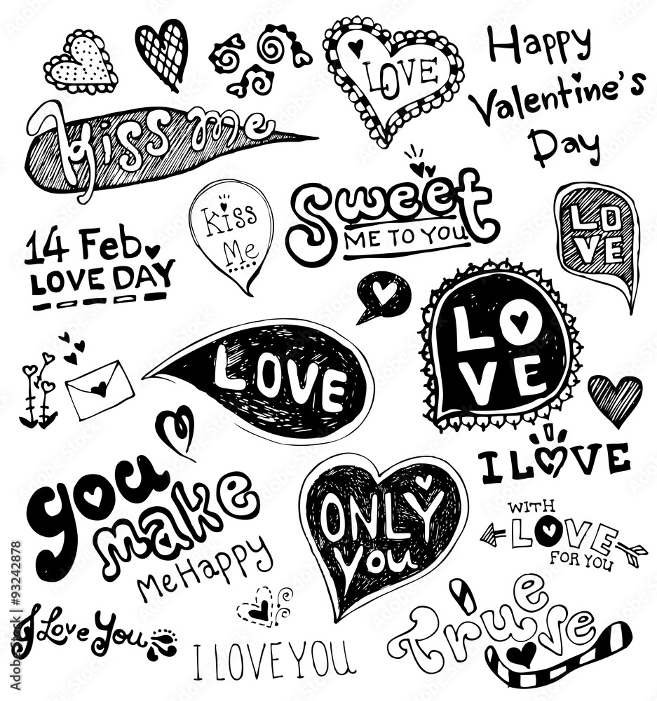 Fototapeta premium love doodle vector, valentine vector