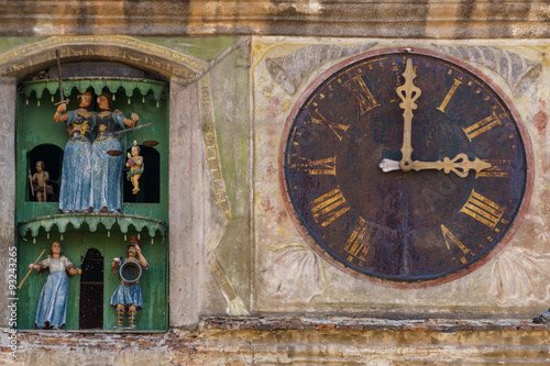 Detail of the old tower watch in Sighisoara