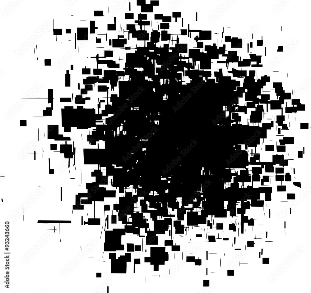 exploded futuristic round shape in black over white exploded futuristic round shape in black over white