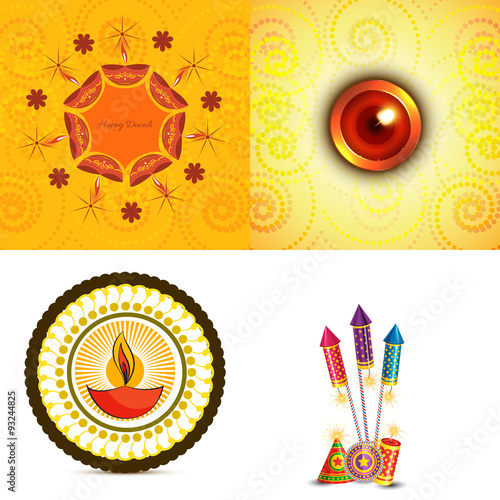 vector set of diwali background illustration