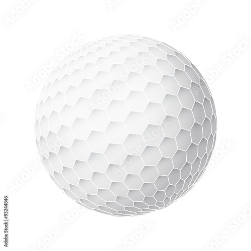 Golfball realistic vector. Image of single golf equipment, ball illustration isolated on white background.
