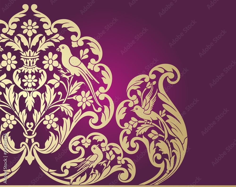 wedding card design, paisley floral pattern , India wedding card design, paisley floral pattern , India