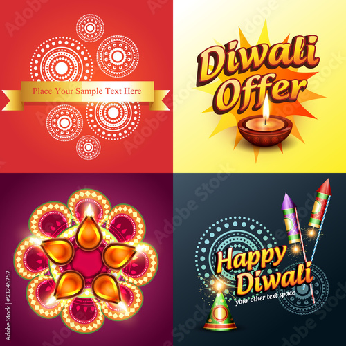 vector set of diwali background