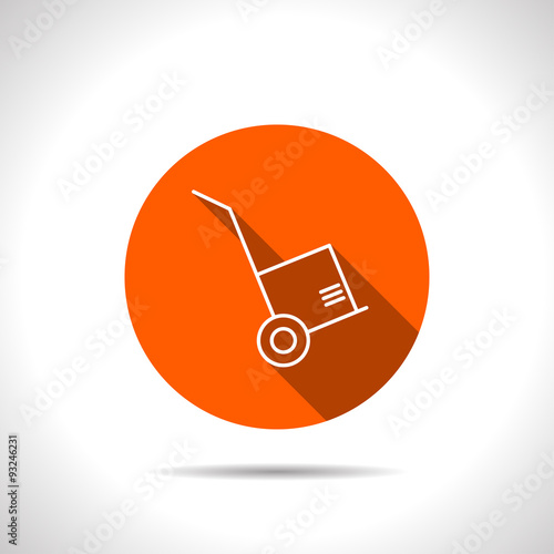 cargo transportation with hand cart icon