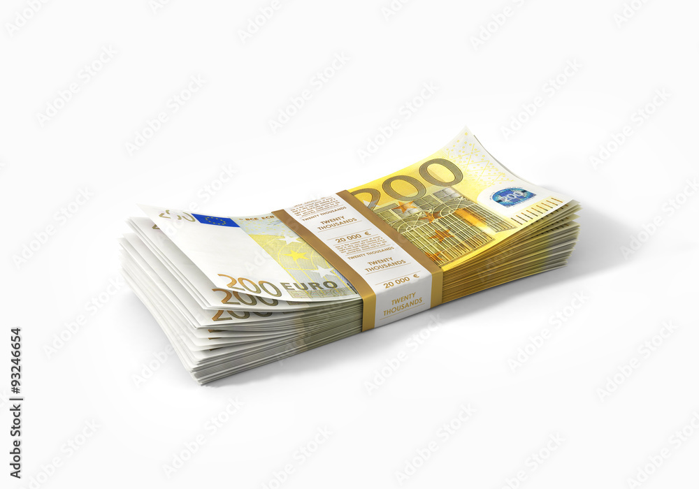 Stack of 200 euro bank notes Stack of 200 euro bank notes