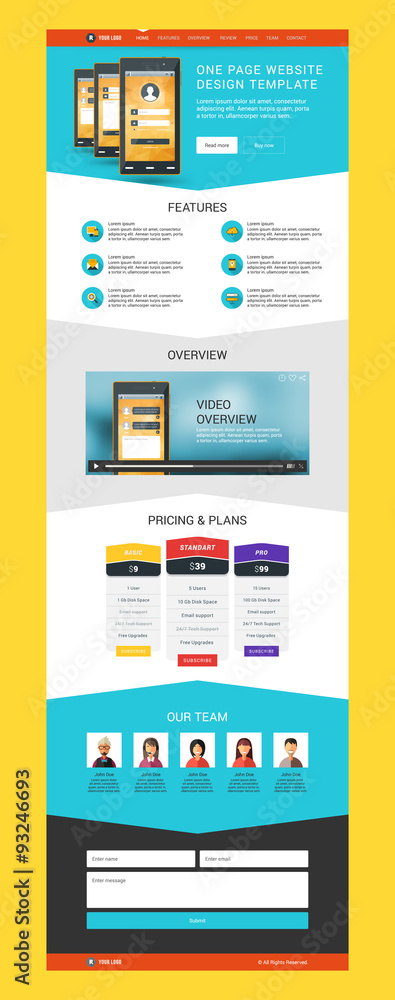 One Page Website Vector Design Template in Flat Style One Page Website Vector Design Template in Flat Style