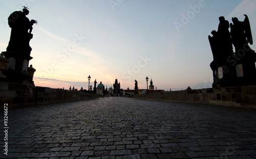 Photography Cobblestones of Charles bridge near Statuary of St. John of Math