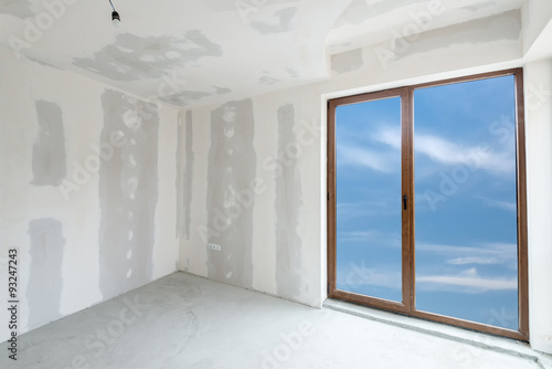 Unfinished building interior  white room  includes clipping path 