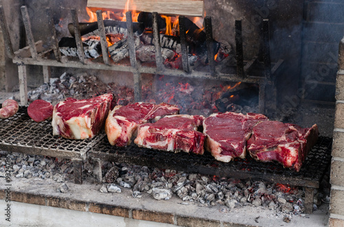 Fotografie, Obraz BBQ with florentines steaks