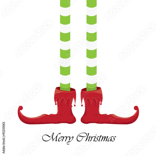 christmas cartoon elfs legs on white background